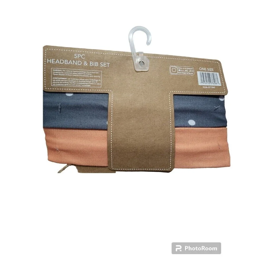 Lila & Jack Pumpkin Wrap Fall Headband & Bib 5-Piece Set